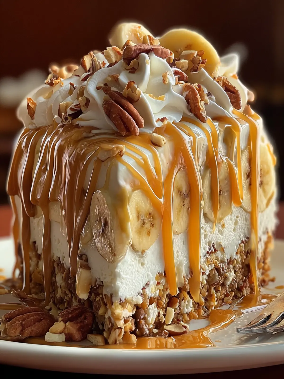 Banana Pecan Caramel Ice Cream Cake First Image