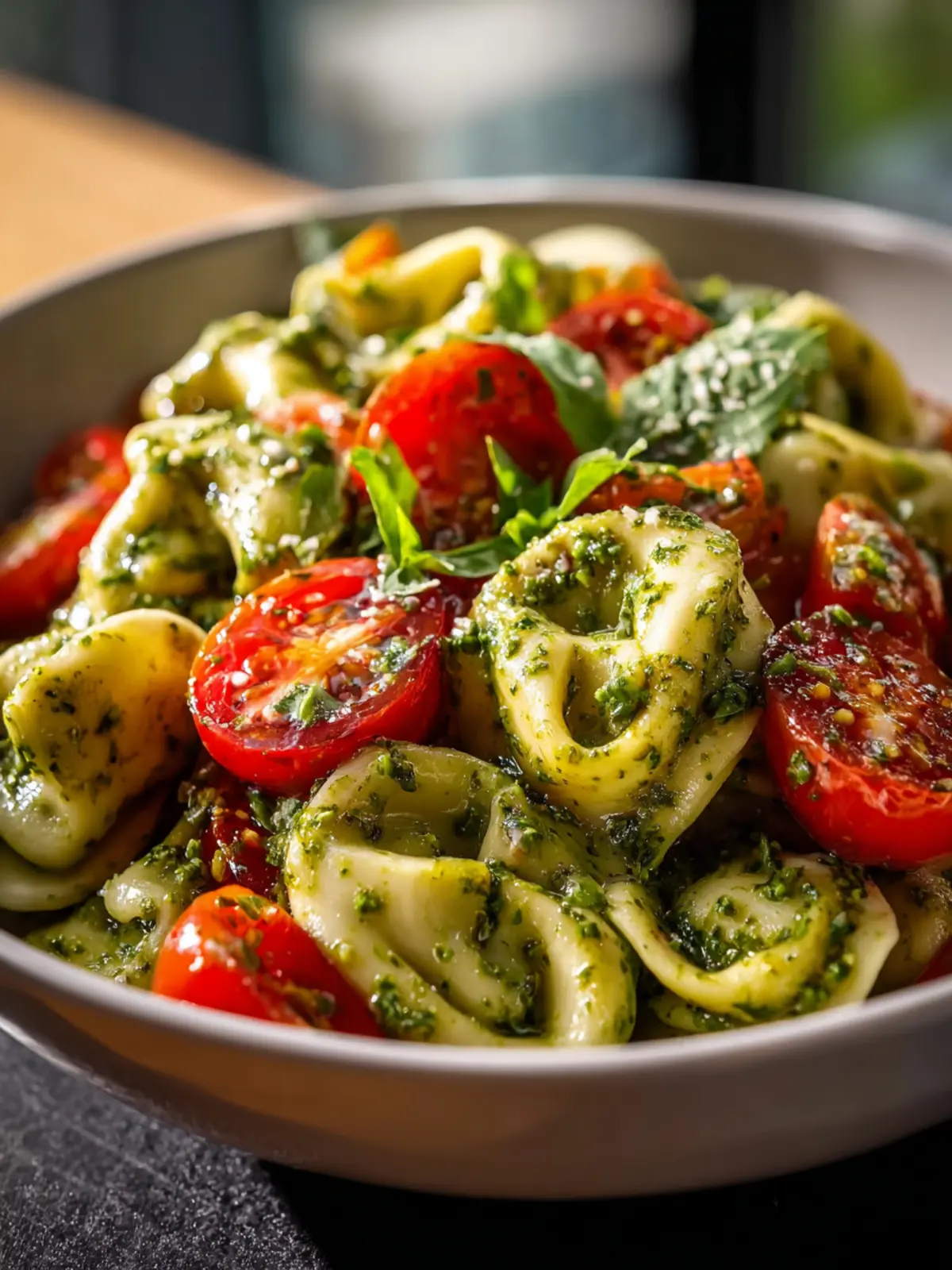 Pesto Tortellini Salad with Cherry Tomatoes First Image