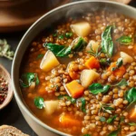 Hearty Vegetable Soup with Barley and Lentils Recipe First Image