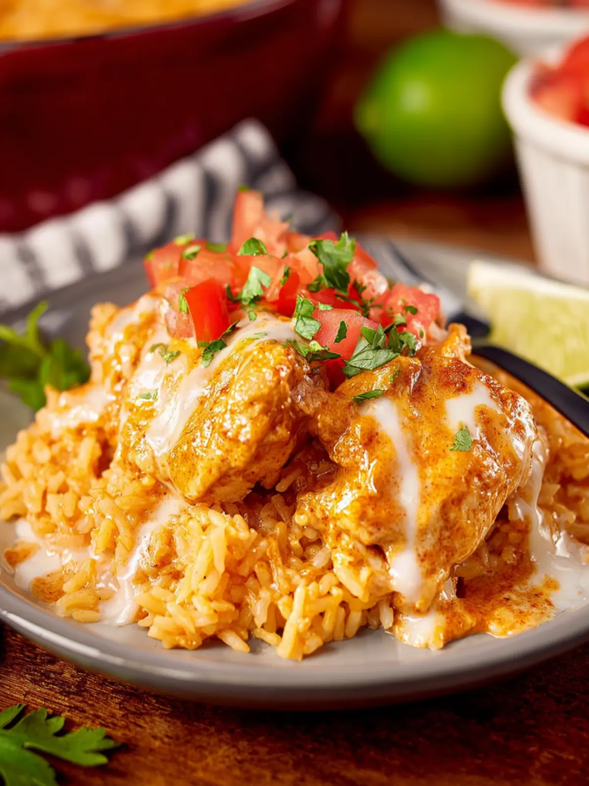 Crock Pot Queso Chicken and Rice First Image