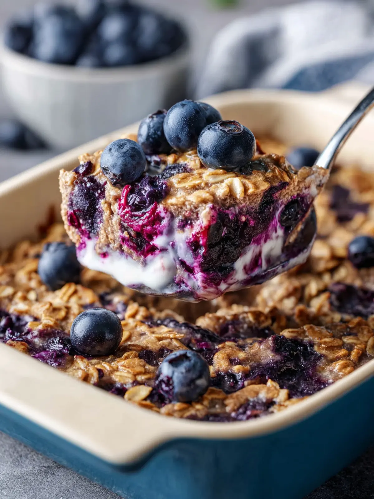 Blueberry Baked Oatmeal with Greek Yogurt First Image