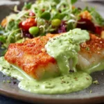 Pan Seared Cod with Avocado Cream Sauce First Image