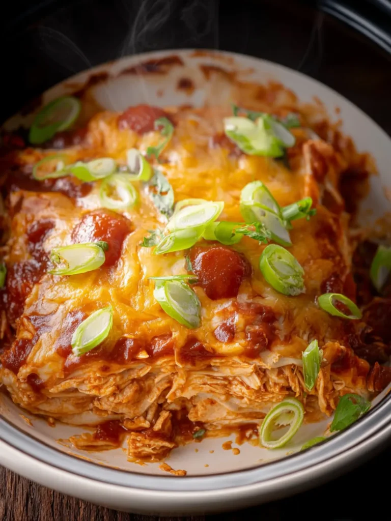 Crock Pot Chicken Enchilada Casserole First Image