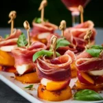 Elegant Prosciutto and Pickled Peach Appetizer Skewers First Image